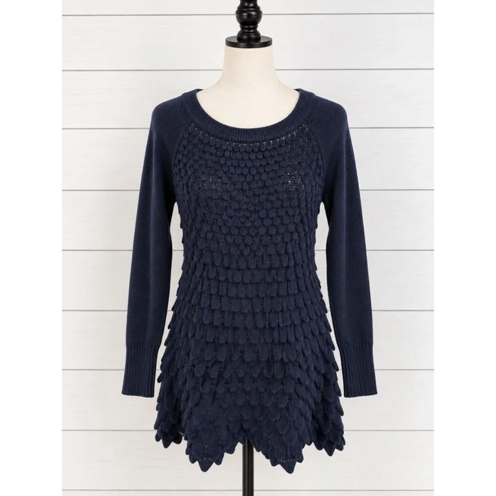 Small Orange Fashion Village Navy Textured Knit Sweater Tunic